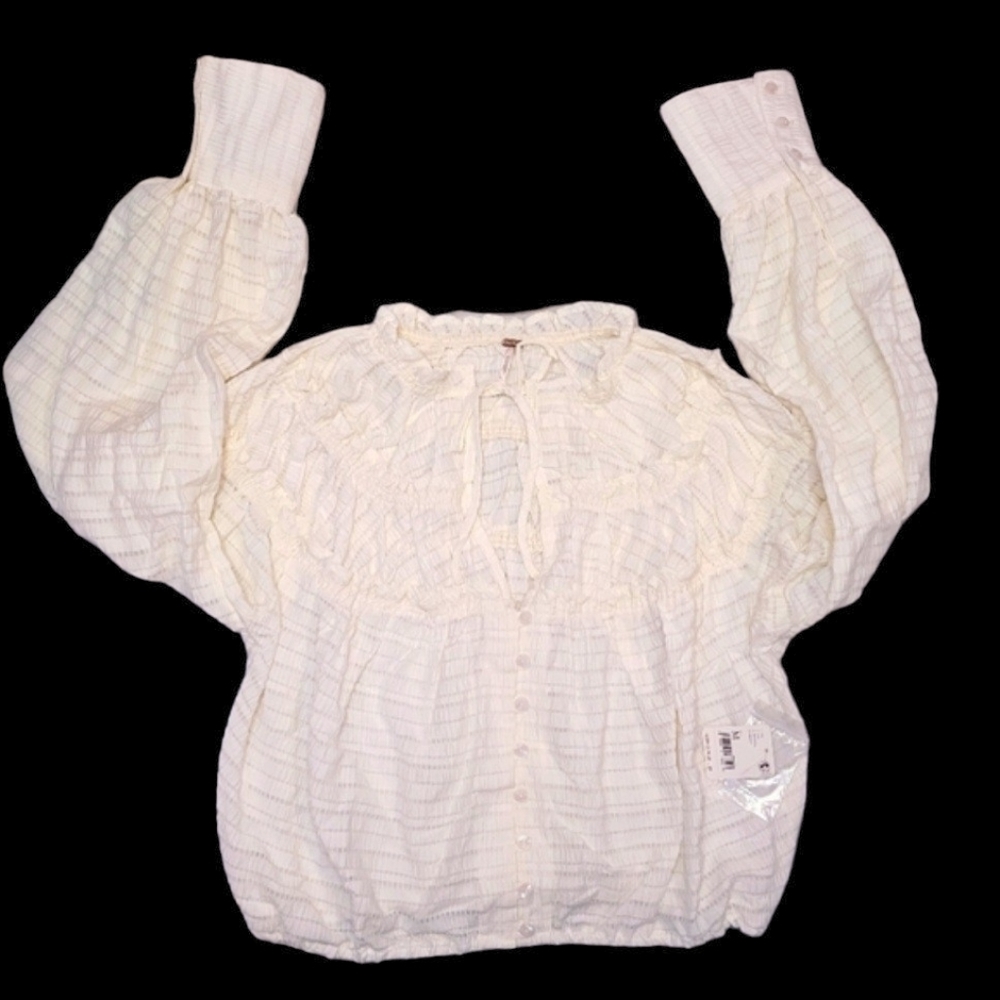 Nwt FREE PEOPLE CROP LONG SLEEVE BLOUSE Size M - Picture 4 of 8